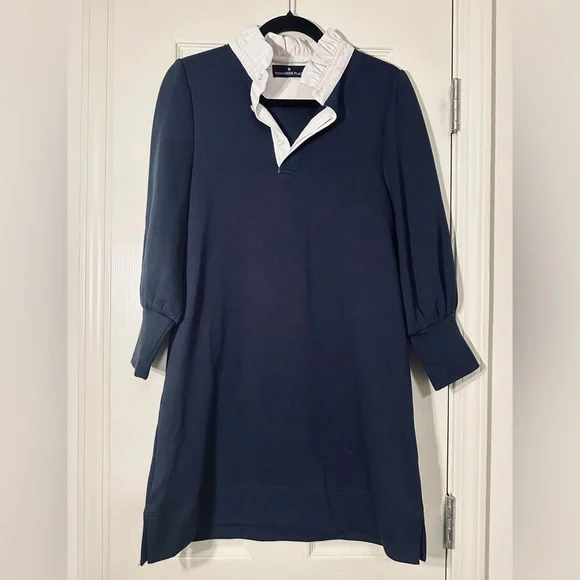 ♦️ Tuckernuck Pomander Place Navy Charlotte Terry Dress Size Small - Picture 3 of 11